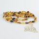 Amber necklace polished multicolour olive mix